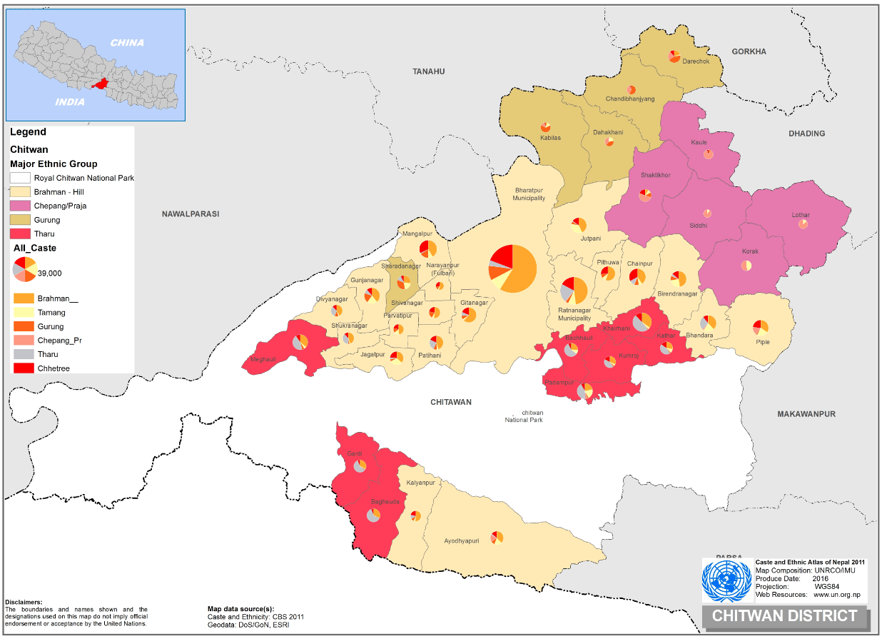 This map presents major caste group and it's composition based on CBS 2011 data of Chitwan district.
