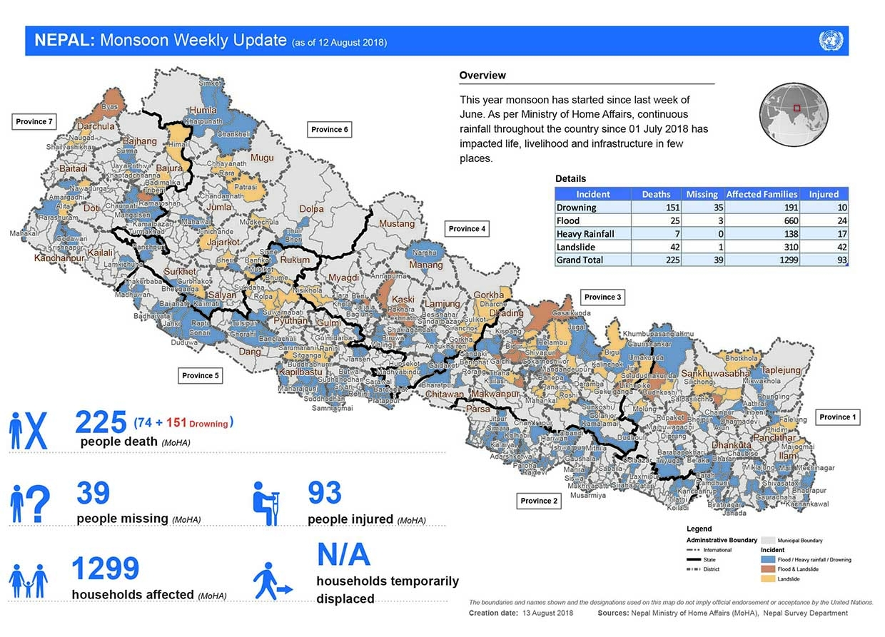 This map shows the status of death, missing, injured, household affected and affected municipalities from flood and landslide.