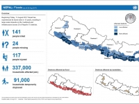 This map shows the status of death, missing, injured, district affected and affected families from flood and landslide.